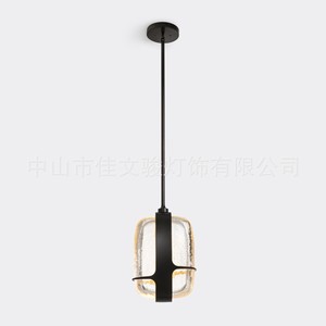 Modern Minimalist Oval Pendant <b>Light</b> Black Frame Water Ripple Glass Warm Led <b>Chandelier</b> For Bedroom Living Room Entryway - Product Image 5