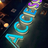 Lettres holographiques 3D à effet miroir infini, néon RVB, pour bar, salle de jeux et décoration de fête