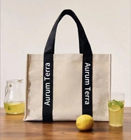 Sac fourre-tout en toile structurée grande capacité, logo personnalisé OEM, poche zippée, tissu épais renforcé, fournisseur de cadeaux d'entreprise en gros