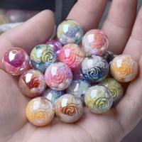 Perles lumineuses à motif de roses scintillantes, perles rondes en résine optique électroplaquée, stylo à perles DIY