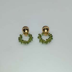 Fashion <b>Stud</b> <b>Earrings</b> 316L Stainless Steel PVD Gold Plating Green Gemstone Hoop Design Sustainable Resistant Jewelry - Product Image 1