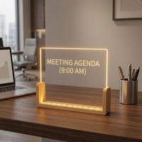 Base lumineuse LED en forme de U personnalisable avec panneau en acrylique transparent, tableau d'affichage lumineux effaçable, cadeau original unique