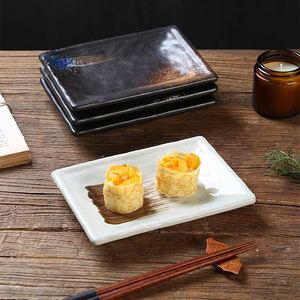 Custom Japanese Retro <b>Ceramic</b> Black Sushi Dishes Dinner <b>Plates</b> Restaurant Steak <b>Plate</b> Creative Rectangular Dish Sushi <b>Plate</b> - Product Image 1