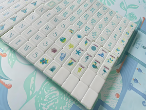 Consegna Immediata Set Mahjong Americano Blu Costa Corallina Estiva 160 Tessere Acquista Mahjong e Ottieni un Tappetino Personalizzato - Product Image 5