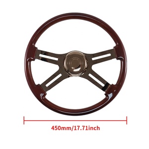 Volante de Aluminio de Alta Calidad con Cuatro Radios y Acabado de Madera, Botón de Claxon en Oro Rosa, Bisel Marca TJ, Repuesto para Camiones de Trabajo Pesado - Product Image 2