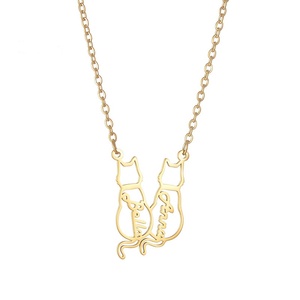 CENDA Collana con Ciondolo a Forma di Gatto in Acciaio Inossidabile Personalizzabile con Nome Inciso, Gioiello Personalizzato <span class=keywords><strong>per</strong></span> Animali Domestici - Product Image 5