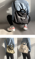 Bolso de lona para mujer, bandolera con estampado de letras estéticas, correa ajustable, gran capacidad, de algodón, para la escuela y compras