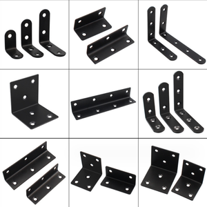 Fabricante al por mayor Estampado personalizado 90 grados Negro Acero inoxidable Metal L Ángulo Soporte de montaje Soporte de esquina - Product Image 2