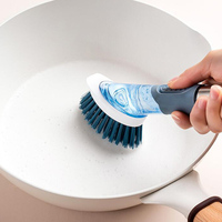 Brosse à vaisselle Distributeur de savon Brosse à vaisselle avec 4 têtes de rechange et support de rangement Brosse à récurer de cuisine