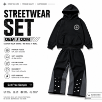 Survêtements en molleton 100% coton avec logo personnalisé du fabricant, pantalon évasé vintage épais, service OEM, survêtement sportif pour homme