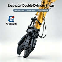 Cisaille hydraulique robuste HHD-290 à double cylindre pour excavatrice, cisaille à ferraille à double cylindre pour le recyclage des déchets d'acier en chantier