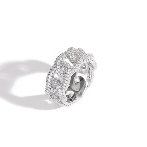 Men's Cuban <b>Ring</b>, Electroplated Zircon Chain <b>Ring</b>, Trendy <b>Couple</b> Index Finger <b>Ring</b>. - Product Image 4