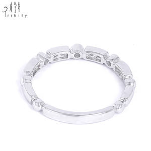 แหวนเพชรแท้คุณภาพสูงแบบซ้อนได้ ดีไซน์สวยงาม วัสดุทองคำขาว 18K แท้ สำหรับเป็นของขวัญผู้หญิง - Product Image 4