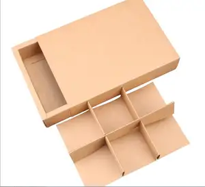 Оптовая продажа, профессиональная Коробка OEM на заказ с 6 внутренними разделителями для пищевых продуктов, тортов, шоколада, роскошная крафт-бумага, картонная коробка с открытой крышкой