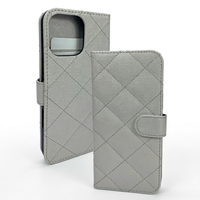 Étui portefeuille à rabat texturé litchi matelassé diamant pour iPhone 18/17 avec porte-cartes, béquille et protection intégrale antichoc