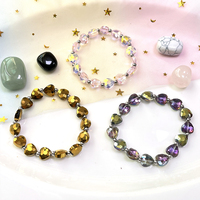 Bracelet à breloques en perles élastiques en verre cristal facetté en forme de cœur, doux et romantique, coloré, cadeau de bijoux pour la Saint-Valentin