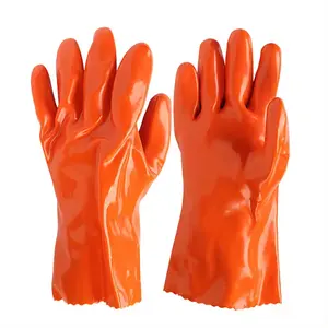 Sunnyhope Industrial Work Gloves Fully PVC Coated with Smooth Surface Anti-Cut & Anti-Static Oil-Proof Red Gloves Industry