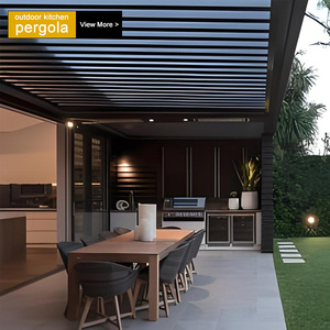 20 * 36ft lớn ngoài trời pergola 100% không thấm nước sang trọng nhôm <span class=keywords><strong>louver</strong></span> mái nhà bếp ngoài trời gazebo với cửa kính trượt - Product Image 4