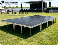 Scène modulaire portable en aluminium, hauteur réglable, empilable, compatible Layher, installation rapide pour événements DJ, concerts en plein air