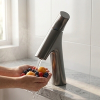 Robinet de lavabo moderne en laiton noir, monocommande, avec cartouche céramique, monotrou, à poser sur le plan, multi-catégories