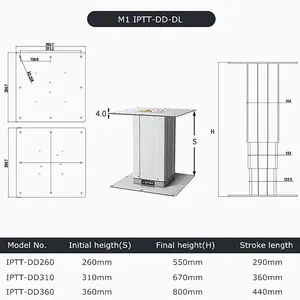 IPTT 310 Juego de columna de elevación de aluminio grande Altura ajustable 360mm Longitud de carrera DC12/24V 3000RPM Velocidad con controlador inalámbrico - Product Image 6