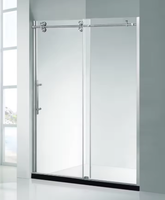 Cabina de Ducha Deslizante Tradicional sin Marco Negro con Cristal Templado de 10mm, Plato de Cerámica, Portátil, Garantía de 5 Años SHOUHUA