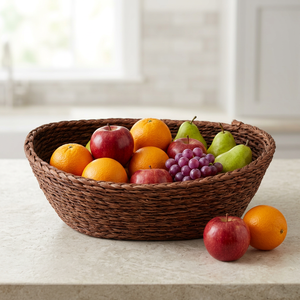 Cesta Redonda de Almacenamiento Hecha a Mano con Mimbre, Organizador Ecológico para Mesa, Decoración Rústica para Sala de Estar - Product Image 2