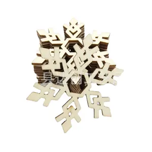 Hy Log Kerst Lasergravure Uitgeholde Houtsnippers Meerdere Sneeuwvlok Decoratie Benodigdheden 10-Pack