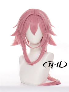 <span class=keywords><strong>Peluca</strong></span> de Cosplay de ND <span class=keywords><strong>Yae</strong></span> <span class=keywords><strong>Miko</strong></span>, Fibra Resistente al Calor, Color Marrón Claro, Versión con Parte Central, Genshin Impact - Product Image 4