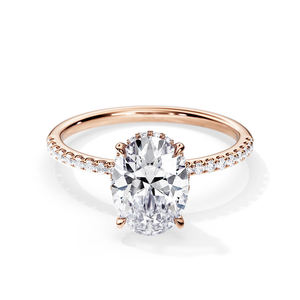 Anello MaiYi con Diamante Sintetico CVD da 3 Carati, Taglio Ovale, Halo Nascosto, Oro Rosa 14K, Anello di Fidanzamento, Anello Moissanite per Donne - Product Image 1