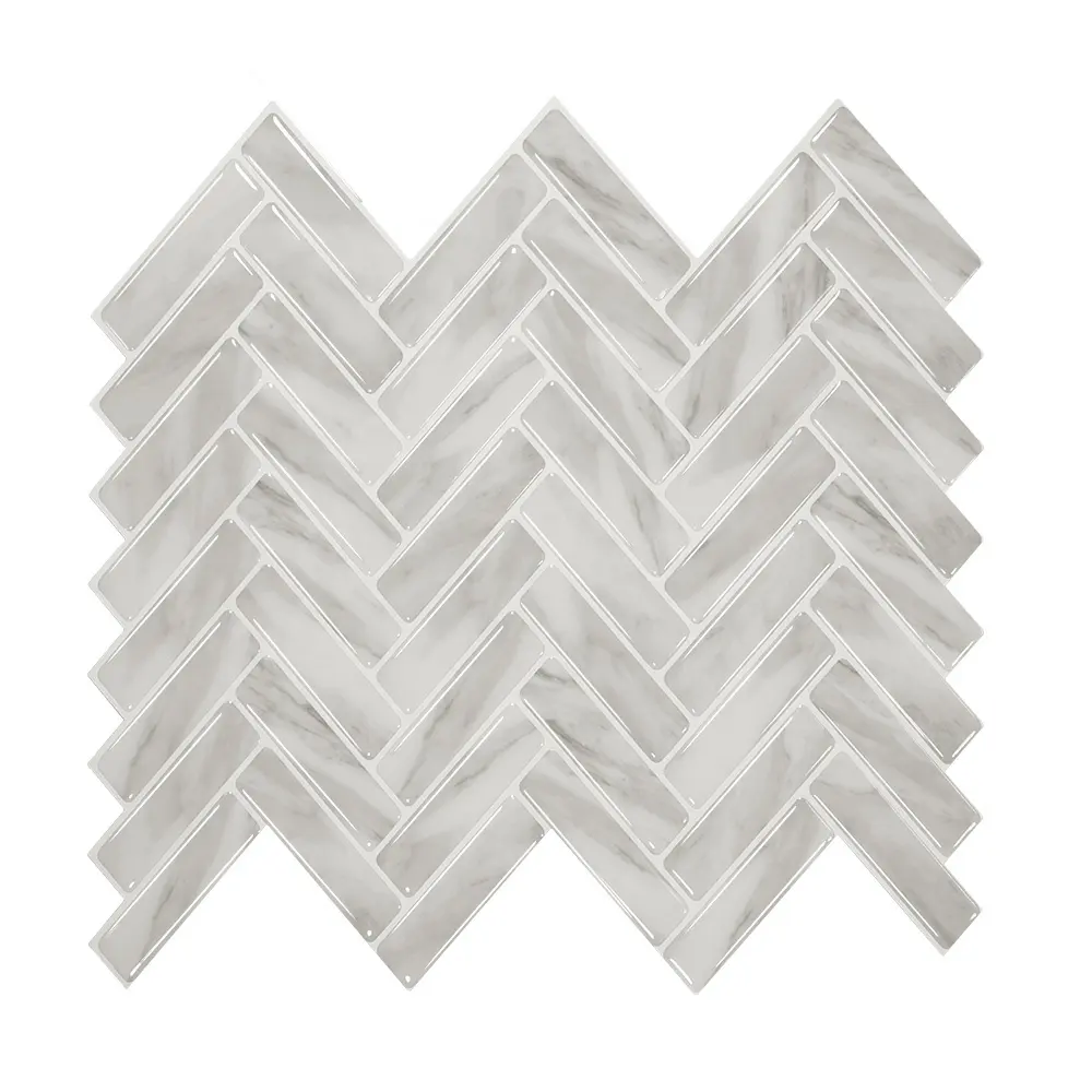 peel and stick grey marble herringbone style vinyl wall tiles waterproof for kitchen bathroom living room