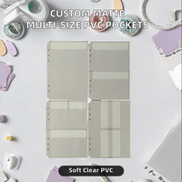 Pochette de rangement transparente A5 A6 A7 en PVC givré à 6 anneaux avec fermeture éclair pour enveloppes de budget et feuilles mobiles pour agenda de budget