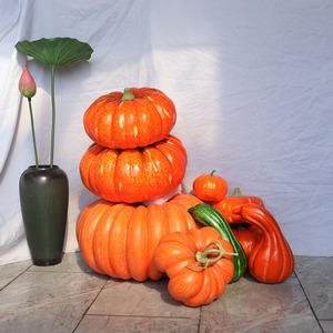 Citrouille artificielle en mousse, fausse citrouille d'Halloween, accessoire de photographie, modèle de citrouille factice, avec feuille d'érable - Product Image 1