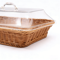 Panier à fruits et à pain en rotin écologique, rectangulaire, empilable, en plastique PP, fabriqué à la main, vente en gros d'usine, décoration de la maison, cuisine