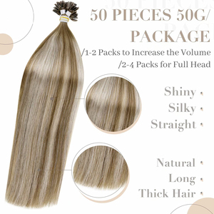 Extensiones de <span class=keywords><strong>Cabello</strong></span> Natural con Puntas <span class=keywords><strong>en</strong></span> U, Color <span class=keywords><strong>Rubio</strong></span> Claro Degradado a <span class=keywords><strong>Castaño</strong></span> Cenizo, Extensiones de <span class=keywords><strong>Cabello</strong></span> Humano con Puntas <span class=keywords><strong>en</strong></span> U Pre-Adheridas - Product Image 6