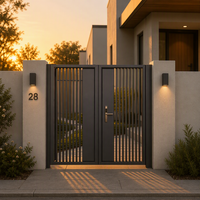 Portail à persiennes en alliage d'aluminium, style chinois moderne, personnalisé, pour cour de villa, surface peinte électrostatiquement, simple/double