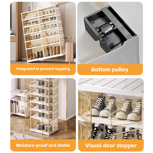 Double Row <strong>Foldable</strong> PP Waterproof <strong>Shoe</strong> Organizer Box <strong>Shoe</strong> <strong>Rack</strong> for Sneakers Plastic Storage Containers Bins Lids Closet Bedroom - Product Image 6