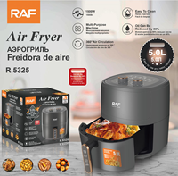Friteuse à air RAF R.5325 1500W 5.0L Freidora De Aire 360 °   Circulation d'air, commande à double bouton, réduction de l'huile de 80 %, nettoyage facile, pour la maison