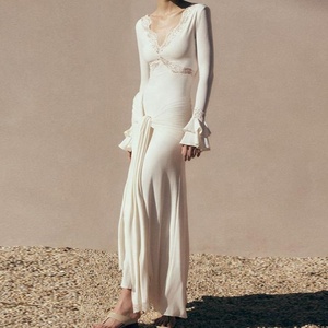 slim fit dress slacks White Off Shoulder Satin Long Evening Dress main image 0