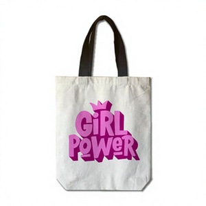 Sac fourre-tout en toile de coton imprimé avec logo Girl Power, concept unique, couleur coton naturel, sacs à rouge à lèvres pour les marques de beauté, fournisseur - Product Image 1
