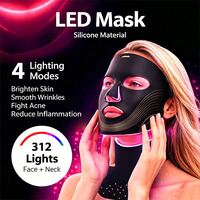 Masque LED en silicone ZKM 4 couleurs pour le visage et le cou, masque de soin à la lumière LED PDT Photon, appareil de beauté pour le soin de la peau à domicile ou en salon, prise en charge de la personnalisation OEM