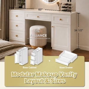 White Shaker Bedroom <b>Vanity</b> Cabinet Ready To Assemble | Makeup <b>Vanity</b> Cabinet For Projects| Dressing <b>Table</b> Cabinet With Drawers - Product Image 6