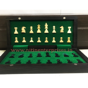 Jeu d'échecs magnétique pliable fait à la main enfants style moderne avec planche en plastique noir ébène serrure à clé boîte de rangement en carton - Product Image 1
