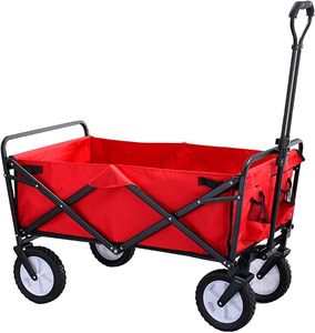 Chariot pliant portable BMJ 100CM rouge pour pique-nique, camping, photographie, courses en supermarché, chariot de transport en tissu Oxford - Product Image 1