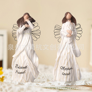 Figuras de Ángeles de Resina de la Serie Familiar, Decoración Artística para el Hogar y Escritorio, Adorno Artesanal - Product Image 3