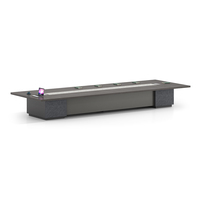 Table de conférence modulaire à pieds en aluminium gris brillant, personnalisable, grand format, design panneau, en bois MFC durable, idéale pour hôpitaux - Meilleures ventes