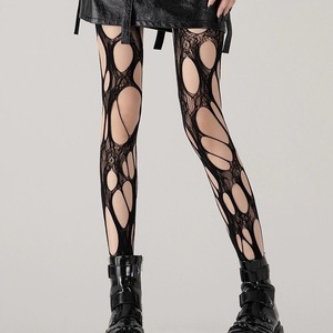 Retro Asymmetrical Fishnet Stockings 0D Ultra Thin Transparent Women's Four Seasons Solid Color Polyester Fiber Stockings - Product Image 4