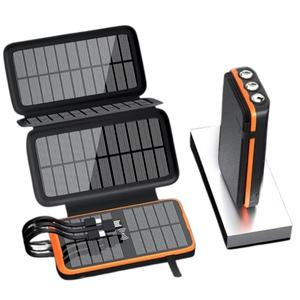 Batterie externe solaire portable grande capacité avec panneau solaire 3 fils 16000 mAh et charge rapide sans fil - Product Image 1
