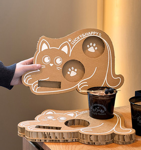 Support en carton alvéolé personnalisé pour gobelets – Plateau ondulé pour café, thé au lait, exposition – Finition mate, support jetable pour boissons - Product Image 4