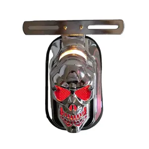 For Harley Davidson Road King Classic Cruisers Choppers 12V LED Motorcycle Motorrad Skull Tail Light Covers Signal Lights